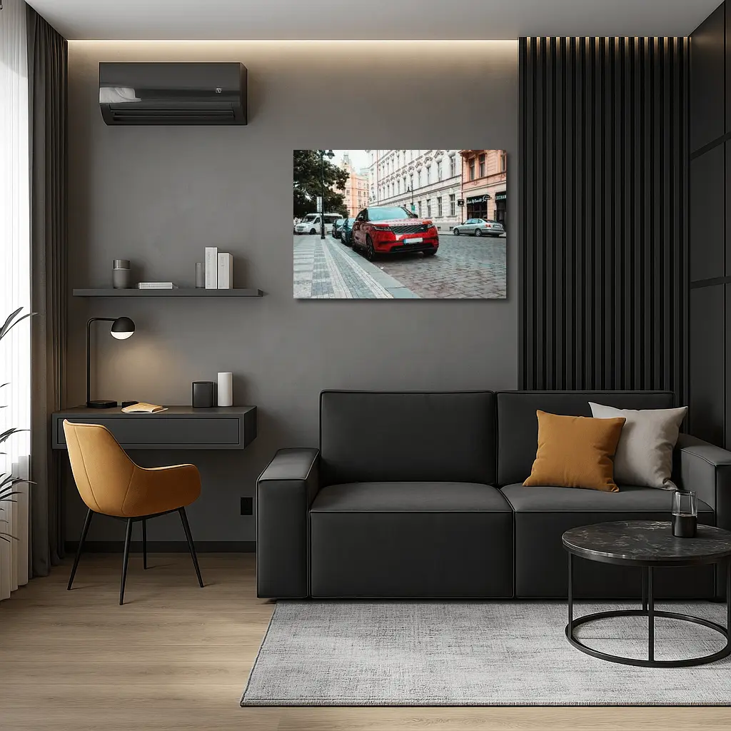 Red Range Rover Velar European City Street – Wall Art