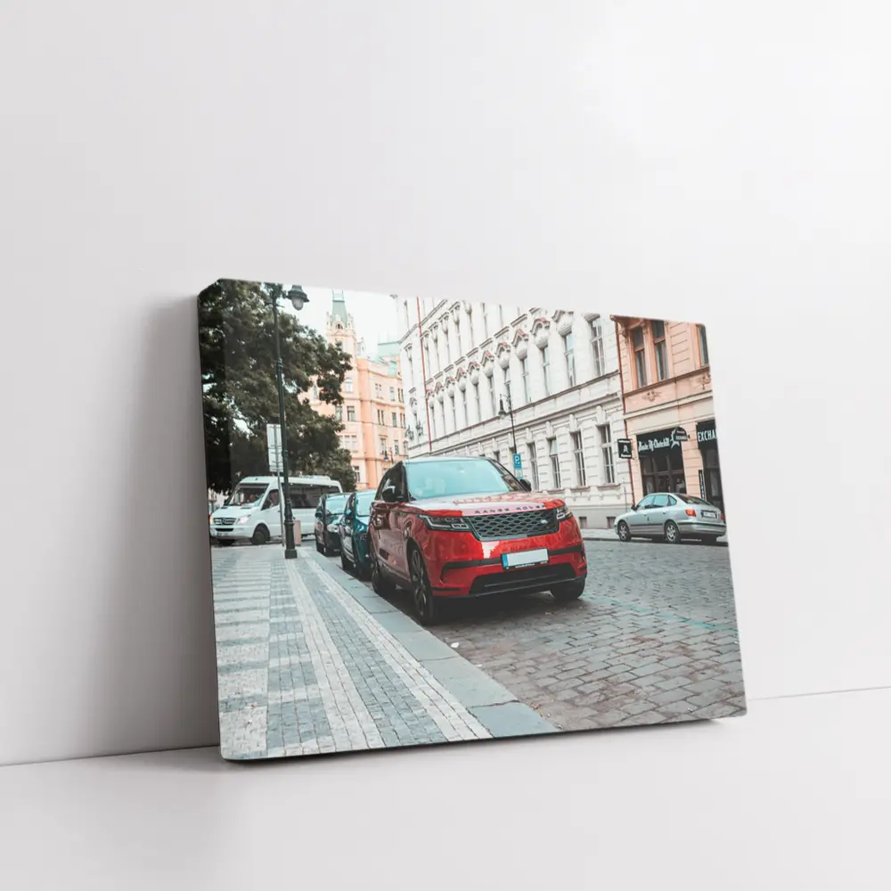 Red Range Rover Velar European City Street – Wall Art