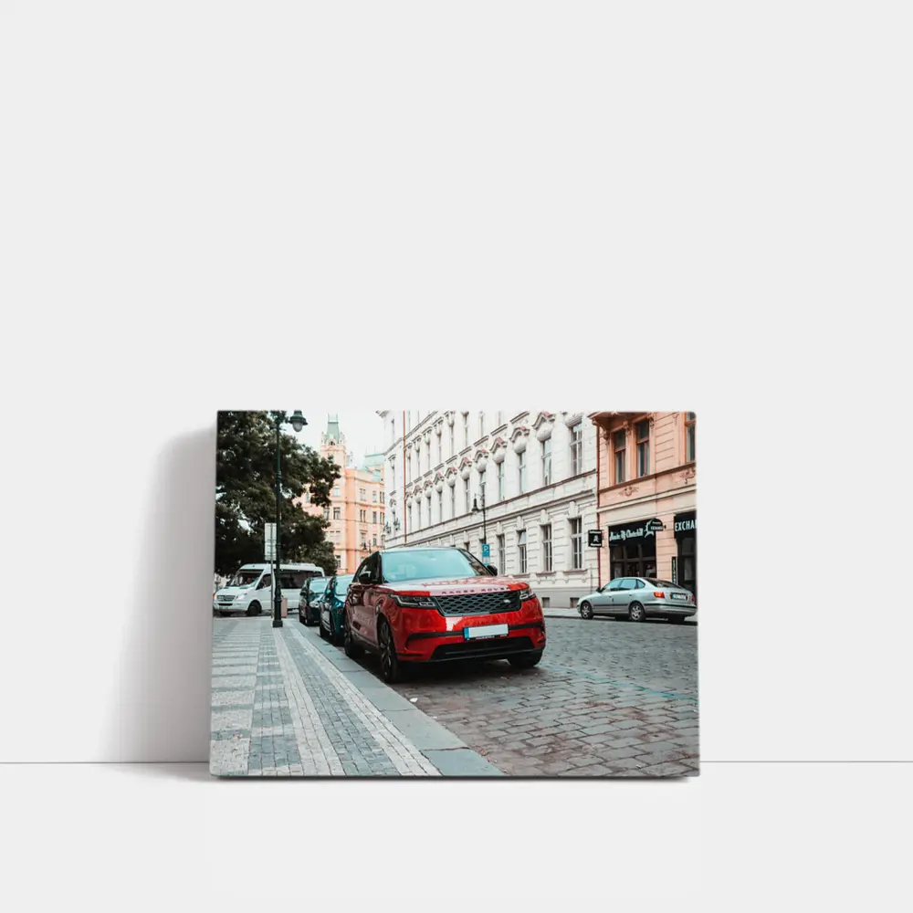 Red Range Rover Velar European City Street – Wall Art