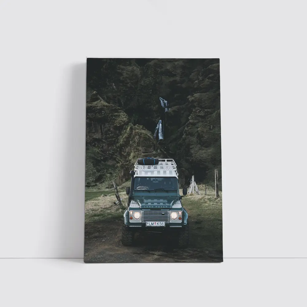Land Rover Defender Dark Canyon Waterfall – Wall Art