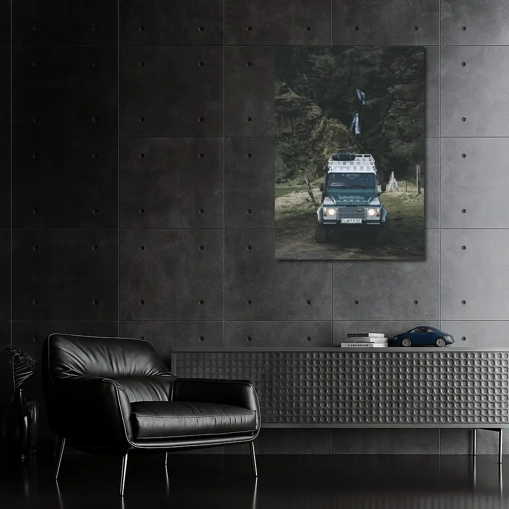 Land Rover Defender Dark Canyon Waterfall – Wall Art