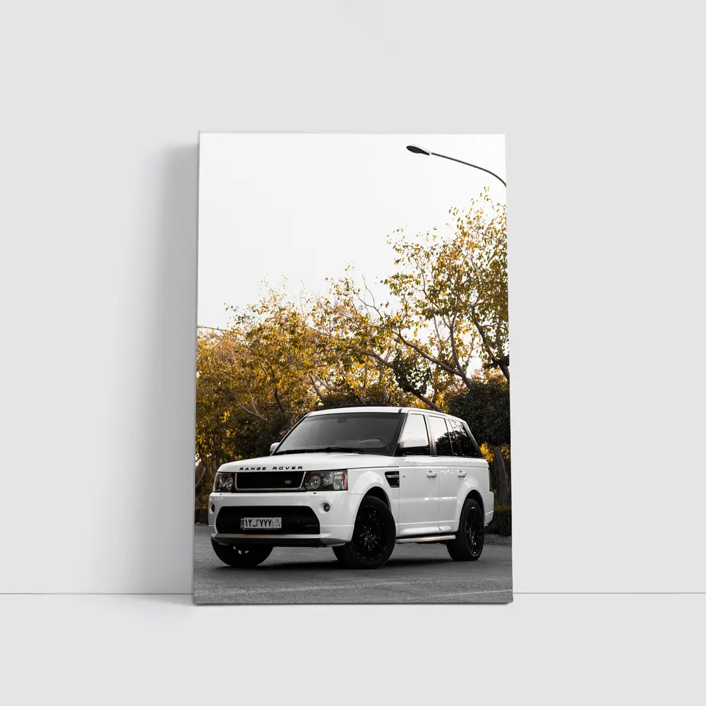 Range Rover Sport White SUV Autumn Trees – Wall Art