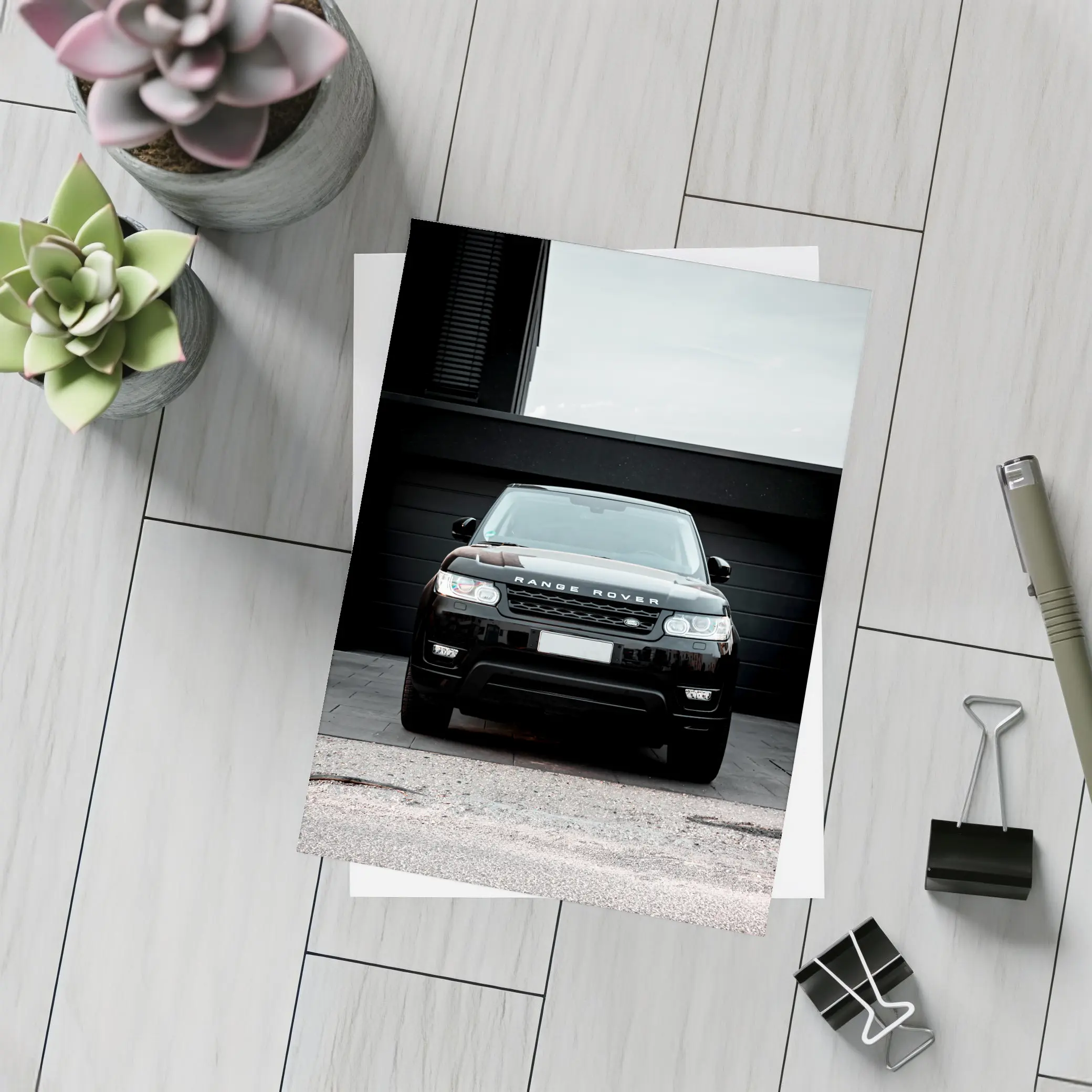 Black Range Rover Sport Front View – Postcards