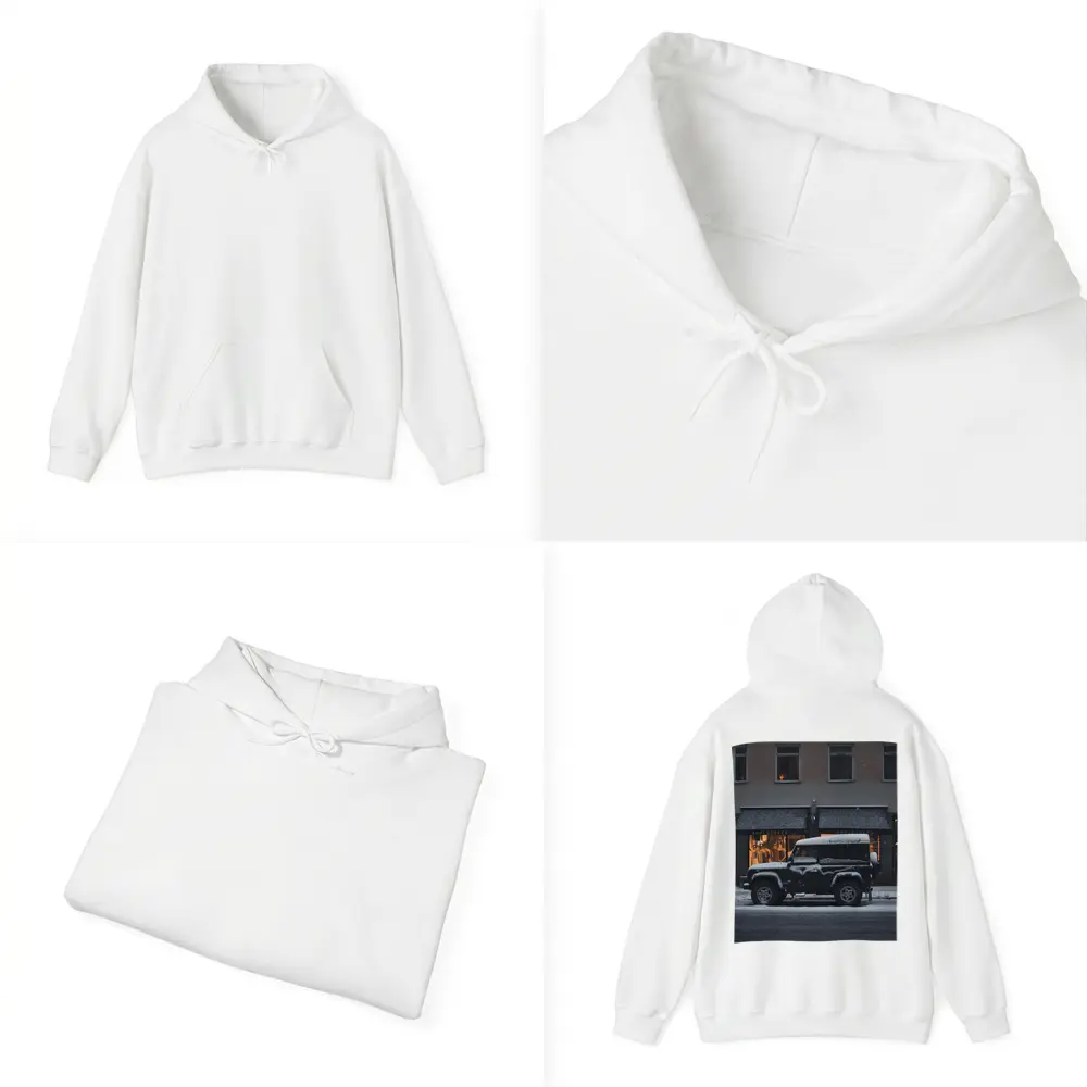 Land Rover Defender Snow Covered City Street – Hoodies