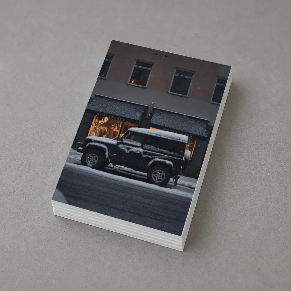 Land Rover Defender Snow Covered City Street – Postcards