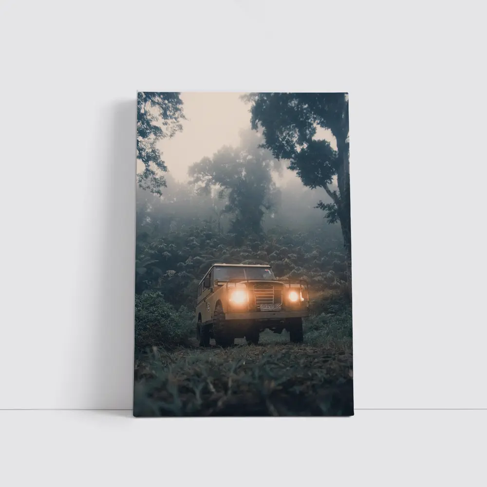 Land Rover Defender Misty Jungle Forest Trail – Wall Art