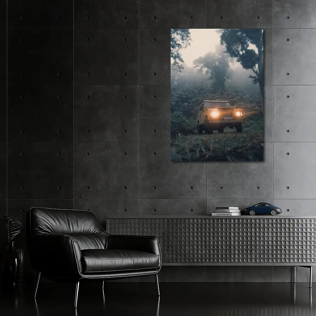 Land Rover Defender Misty Jungle Forest Trail – Wall Art