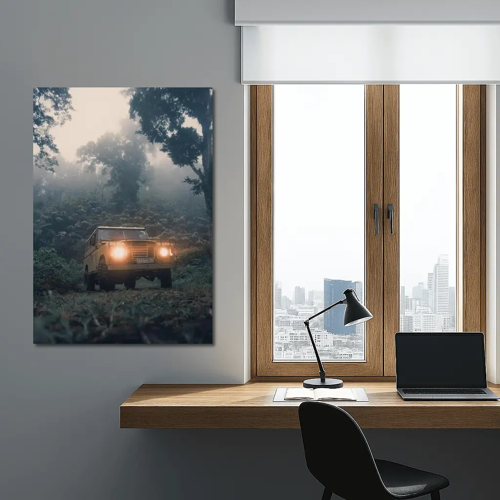 Land Rover Defender Misty Jungle Forest Trail – Wall Art