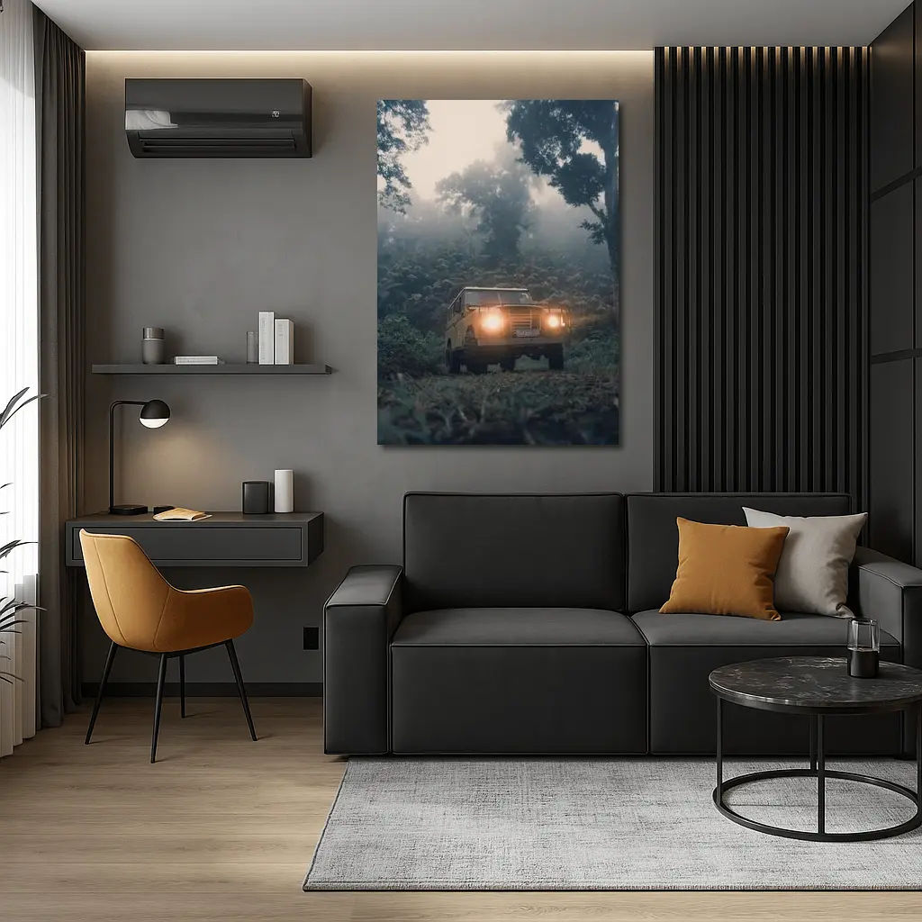 Land Rover Defender Misty Jungle Forest Trail – Wall Art