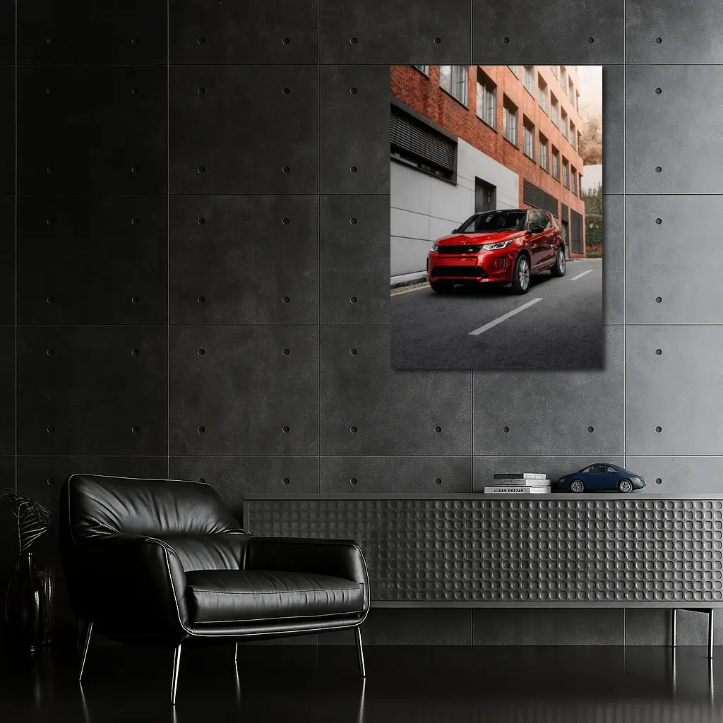 Red Land Rover Discovery Urban Street Scene – Wall Art