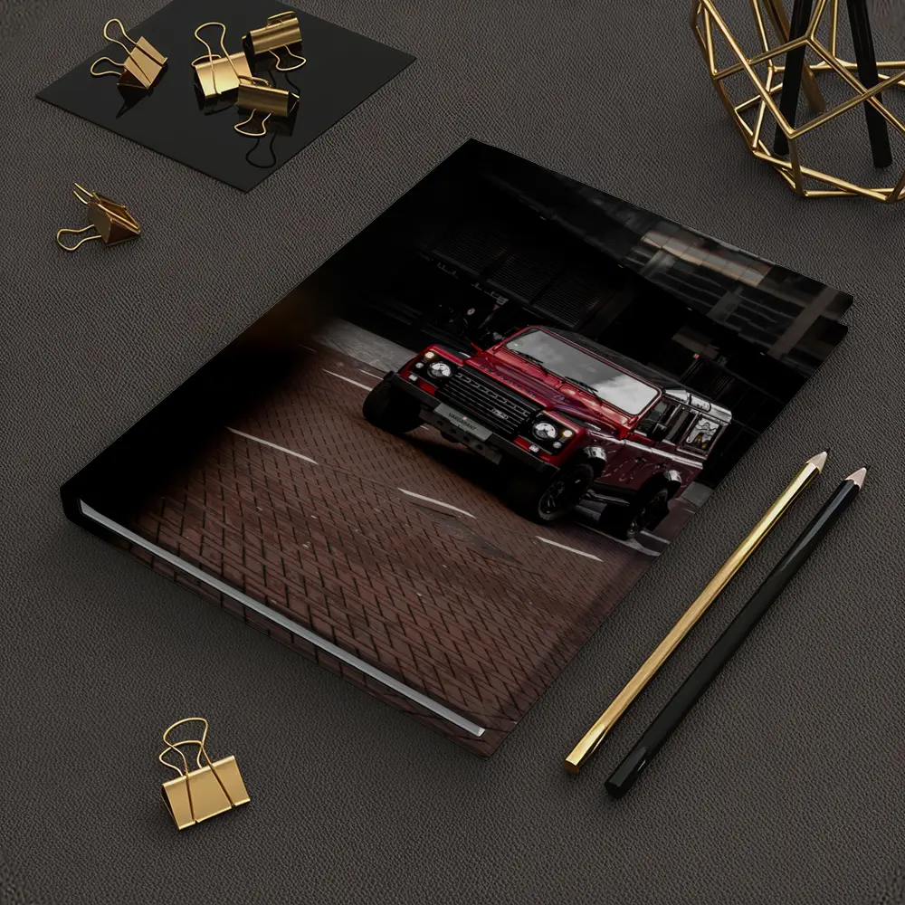 Land Rover Defender Red Urban Street Scene – Notebooks