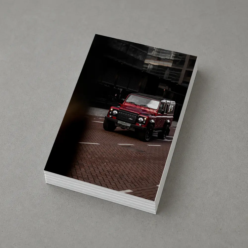 Land Rover Defender Red Urban Street Scene – Postcards