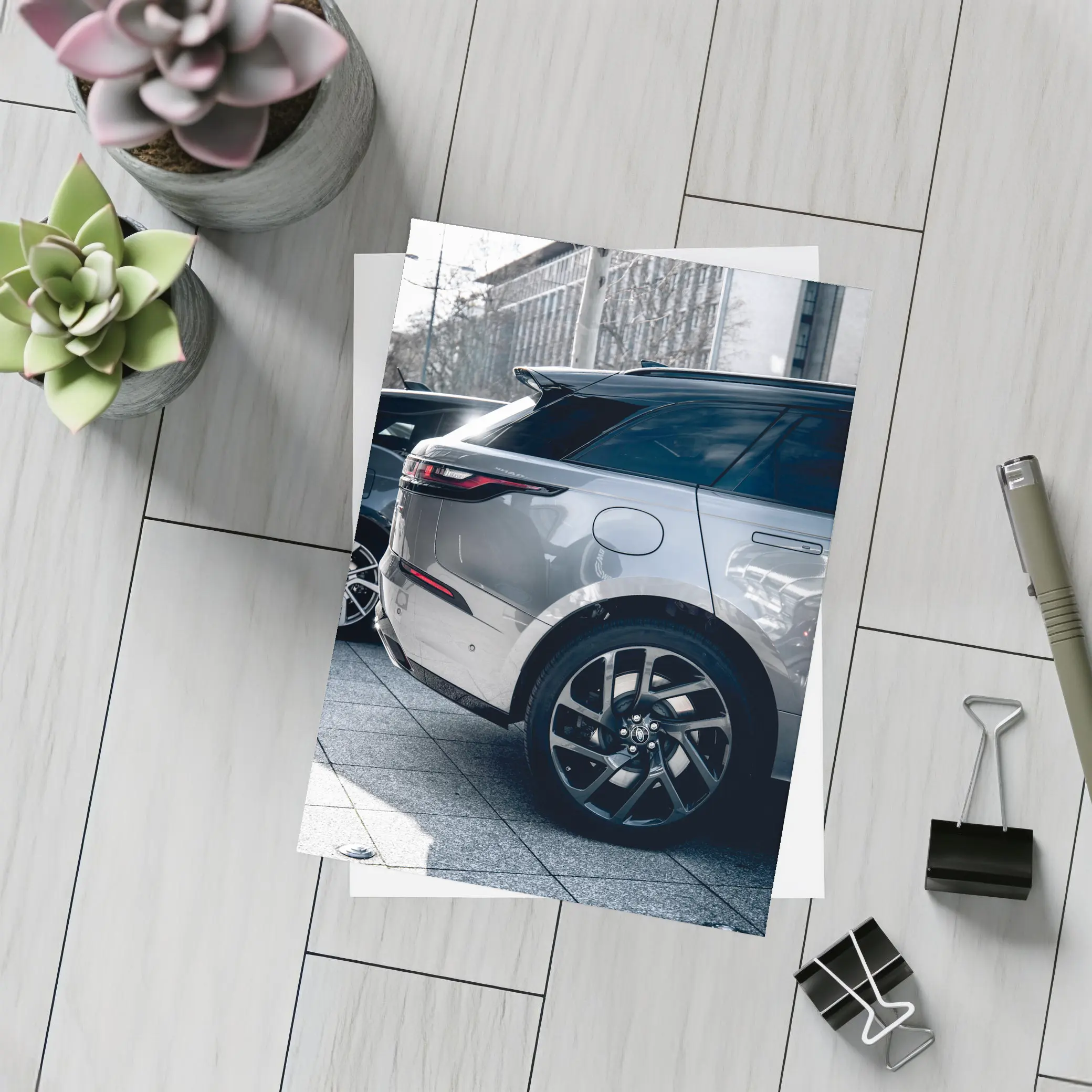 Range Rover Velar Silver SUV Urban Street – Postcards