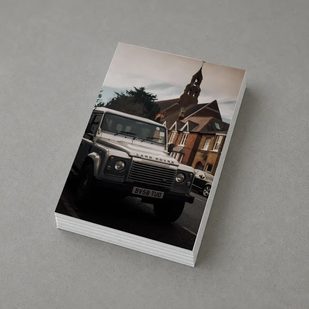 Land Rover Defender Parked English Village Street – Postcards
