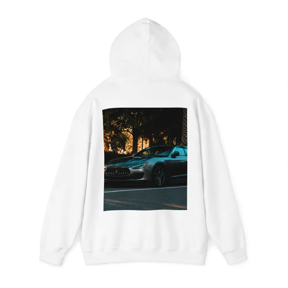 Maserati Ghibli Parked Under Evening Trees – Hoodies