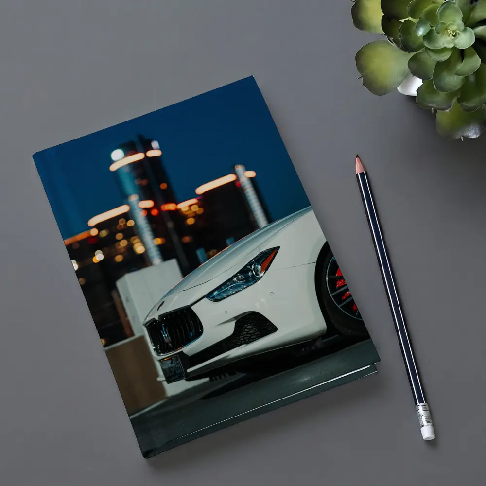 Maserati Ghibli White City Night Background – Notebooks