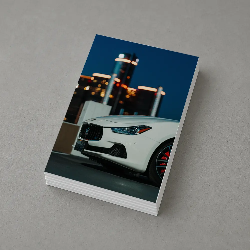 Maserati Ghibli White City Night Background – Postcards