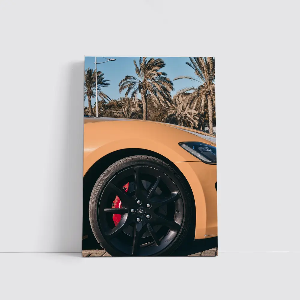 Maserati GranTurismo Gold Wheel Palm Trees – Wall Art
