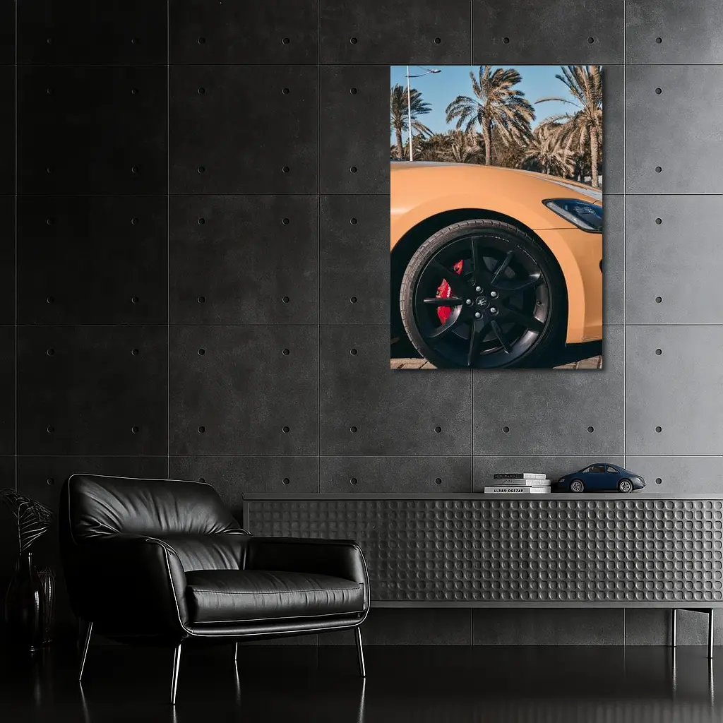 Maserati GranTurismo Gold Wheel Palm Trees – Wall Art