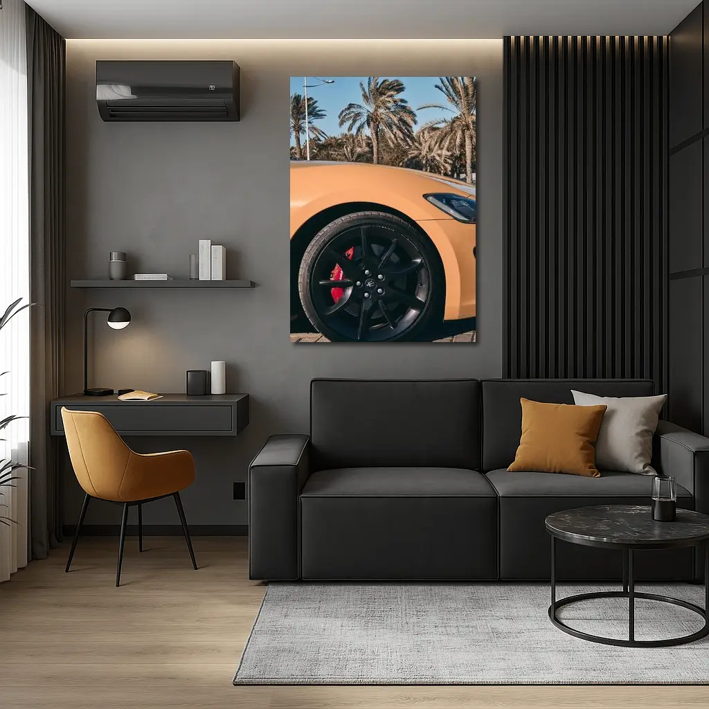 Maserati GranTurismo Gold Wheel Palm Trees – Wall Art