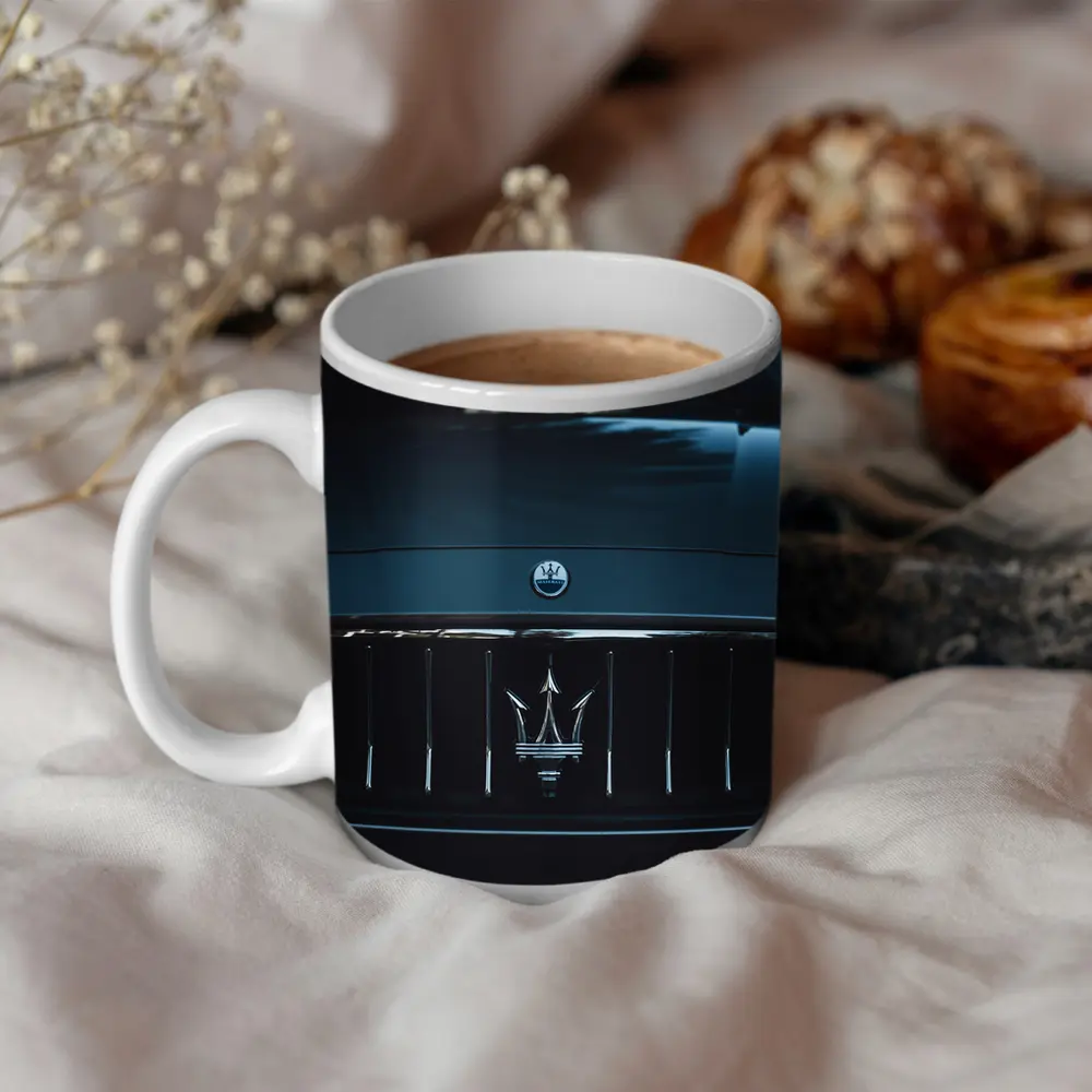 Maserati Trident Grille Dark Moody Close Up – Mugs