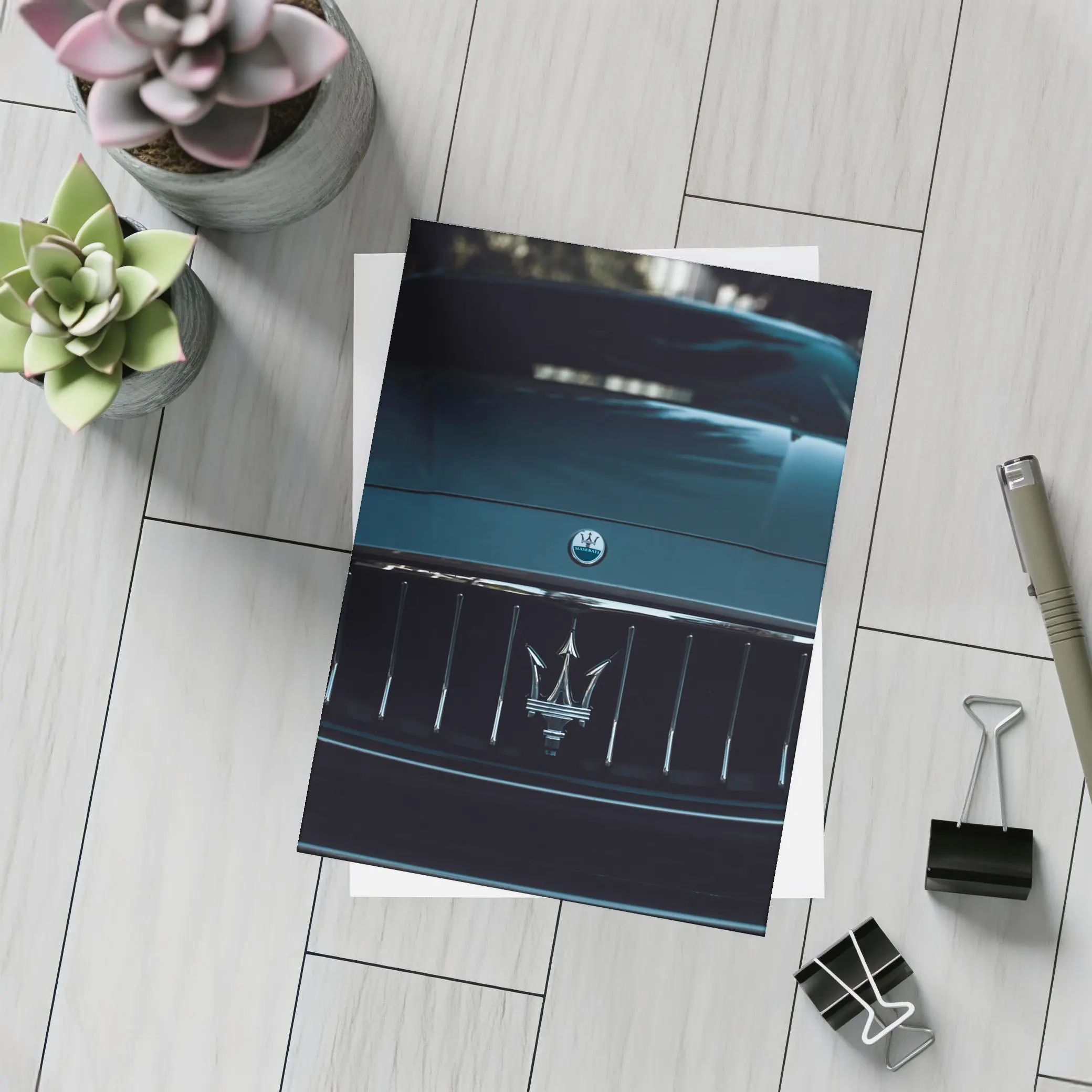 Maserati Trident Grille Dark Moody Close Up – Postcards