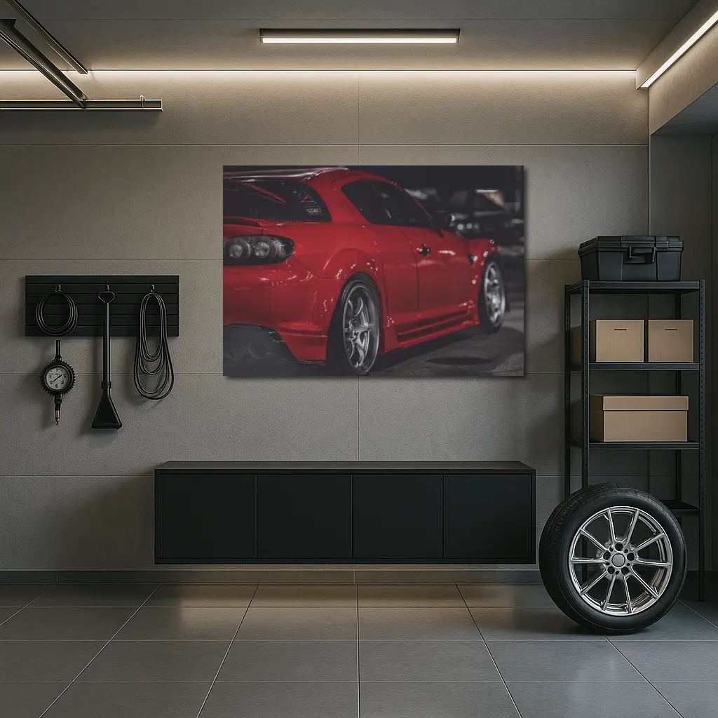 Mazda RX-8 Red Sports Car Night Scene – Wall Art