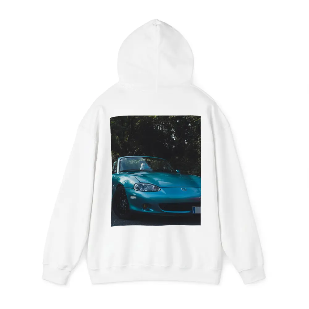 Mazda MX-5 Teal Roadster Forest Background – Hoodies