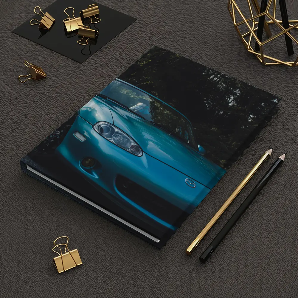 Mazda MX-5 Teal Roadster Forest Background – Notebooks