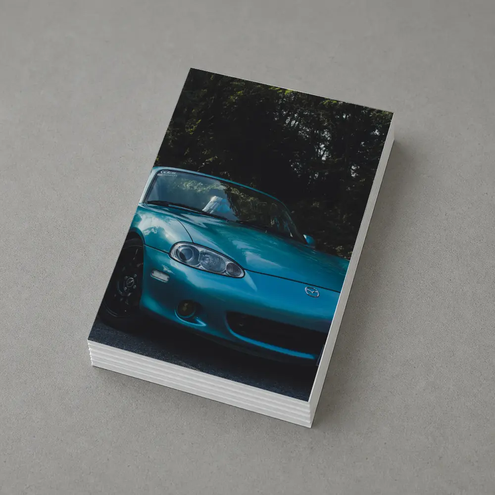 Mazda MX-5 Teal Roadster Forest Background – Postcards