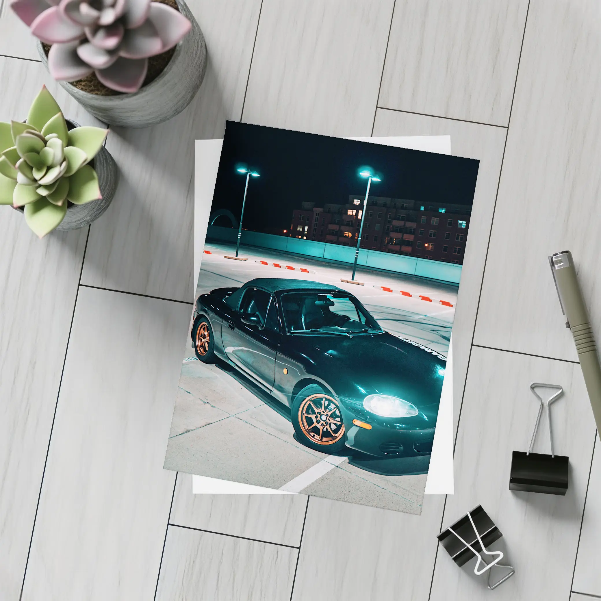 Mazda MX-5 Night Parking Lot Dark – Postcards