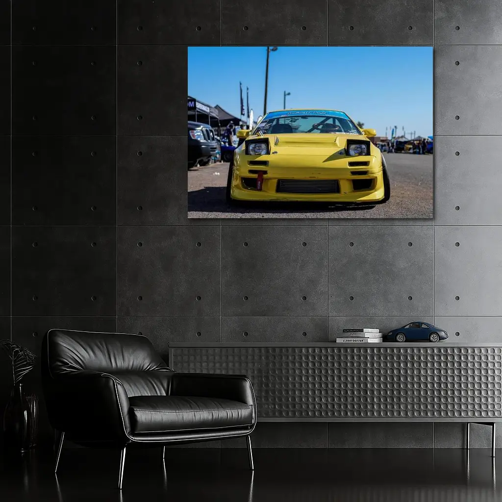 Yellow Nissan 240SX Widebody at Car Show – Wall Art