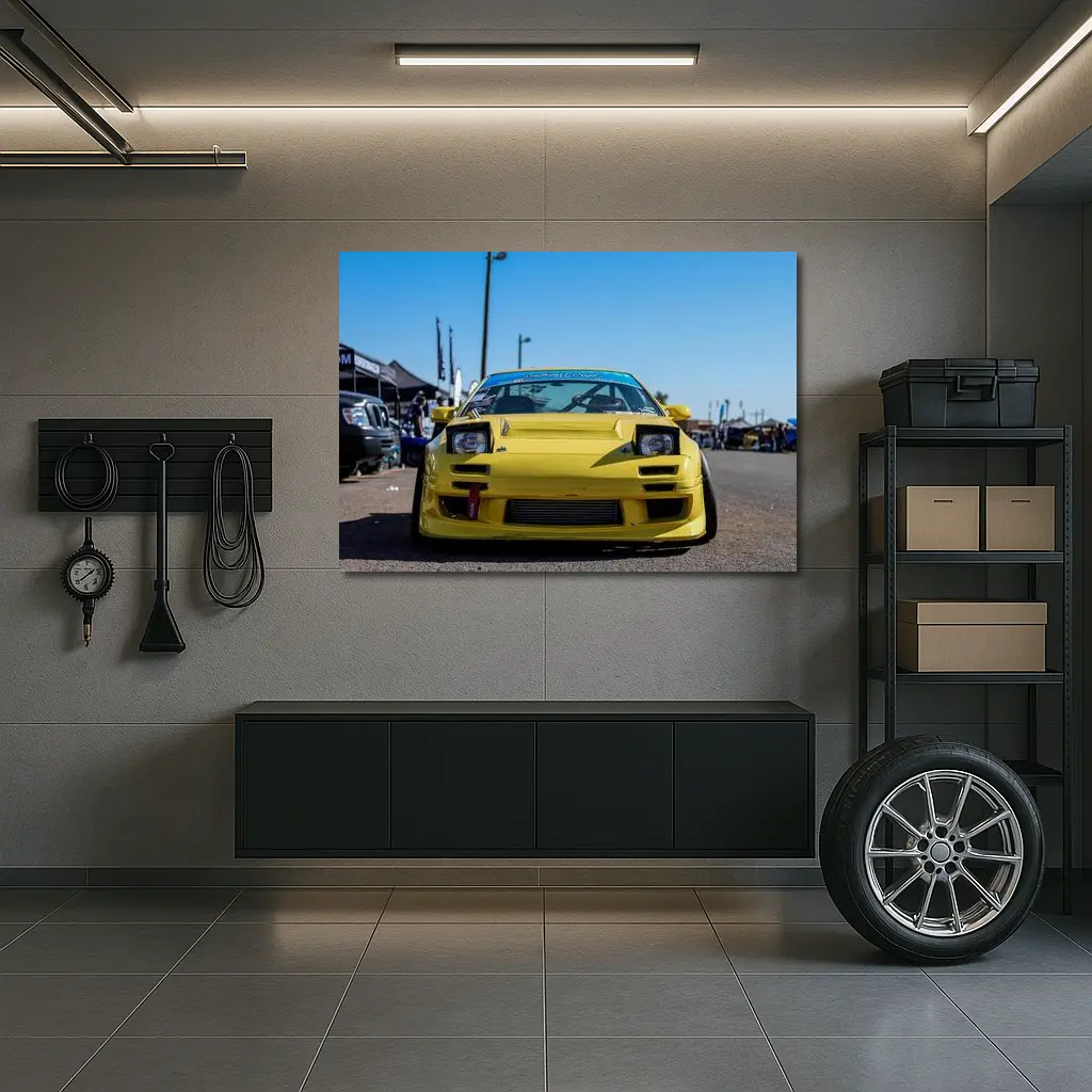 Yellow Nissan 240SX Widebody at Car Show – Wall Art