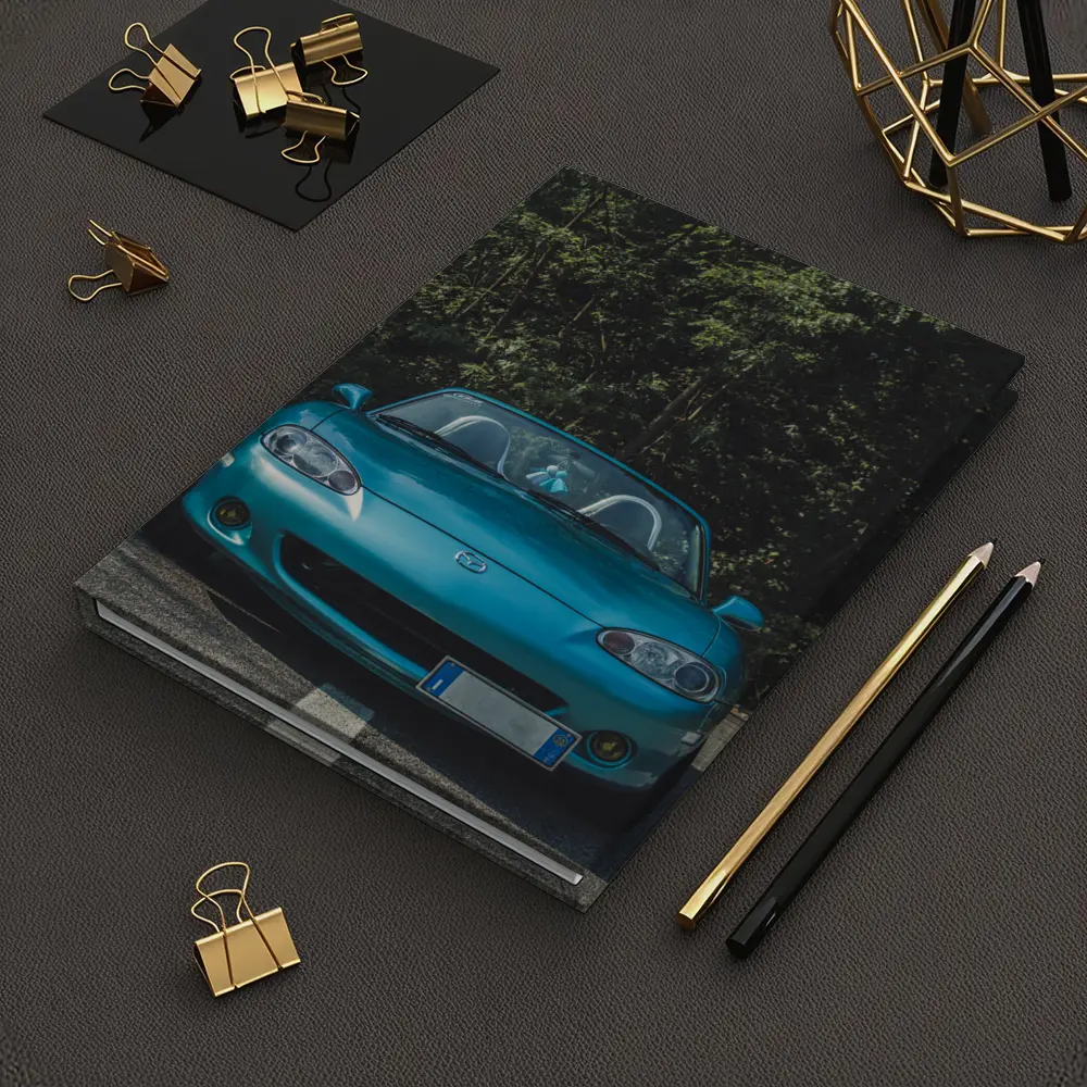 Mazda MX5 Teal Roadster Forest Background – Notebooks