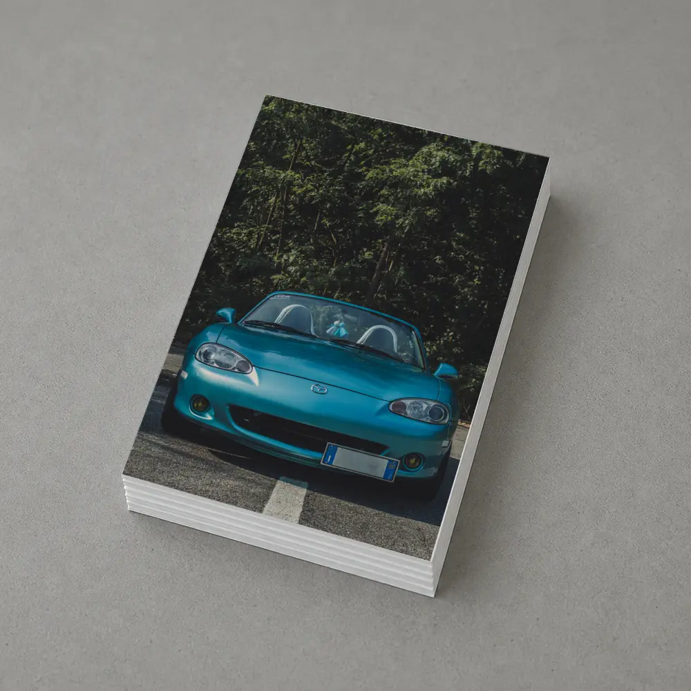 Mazda MX5 Teal Roadster Forest Background – Postcards