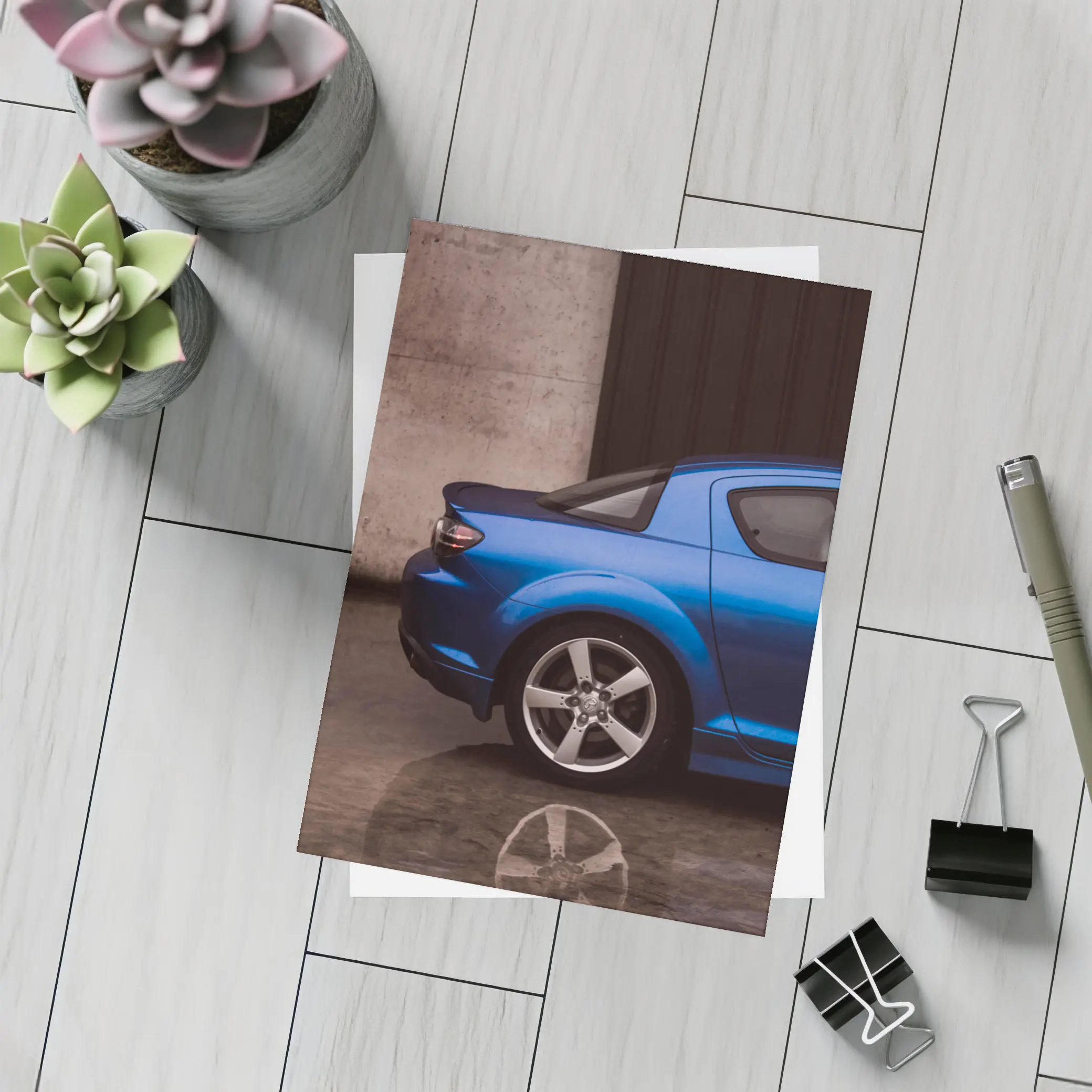 Mazda RX-8 Blue Rear Garage Setting – Postcards