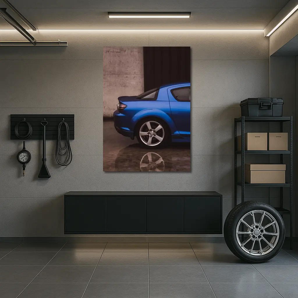 Mazda RX-8 Blue Rear Garage Setting – Wall Art