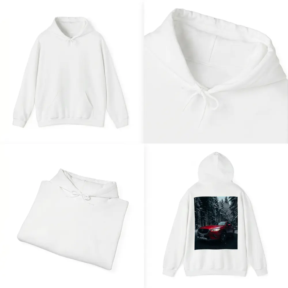 Mazda CX Red SUV Snowy Forest Night – Hoodies