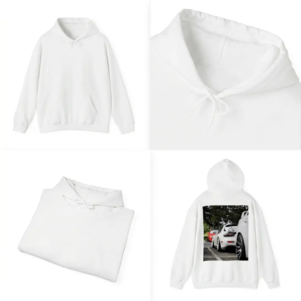 Mazda RX-7 White Stance Car Meet Parking – Hoodies