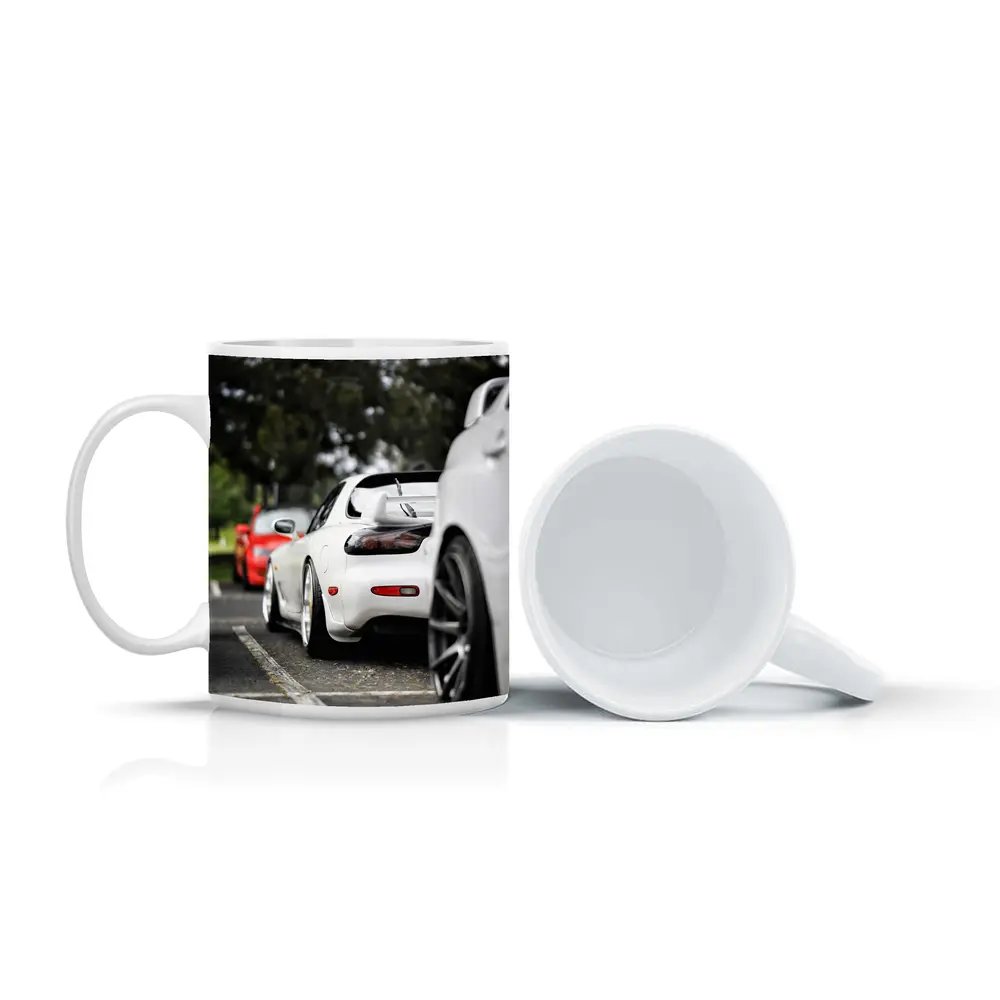Mazda RX-7 White Stance Car Meet Parking – Mugs