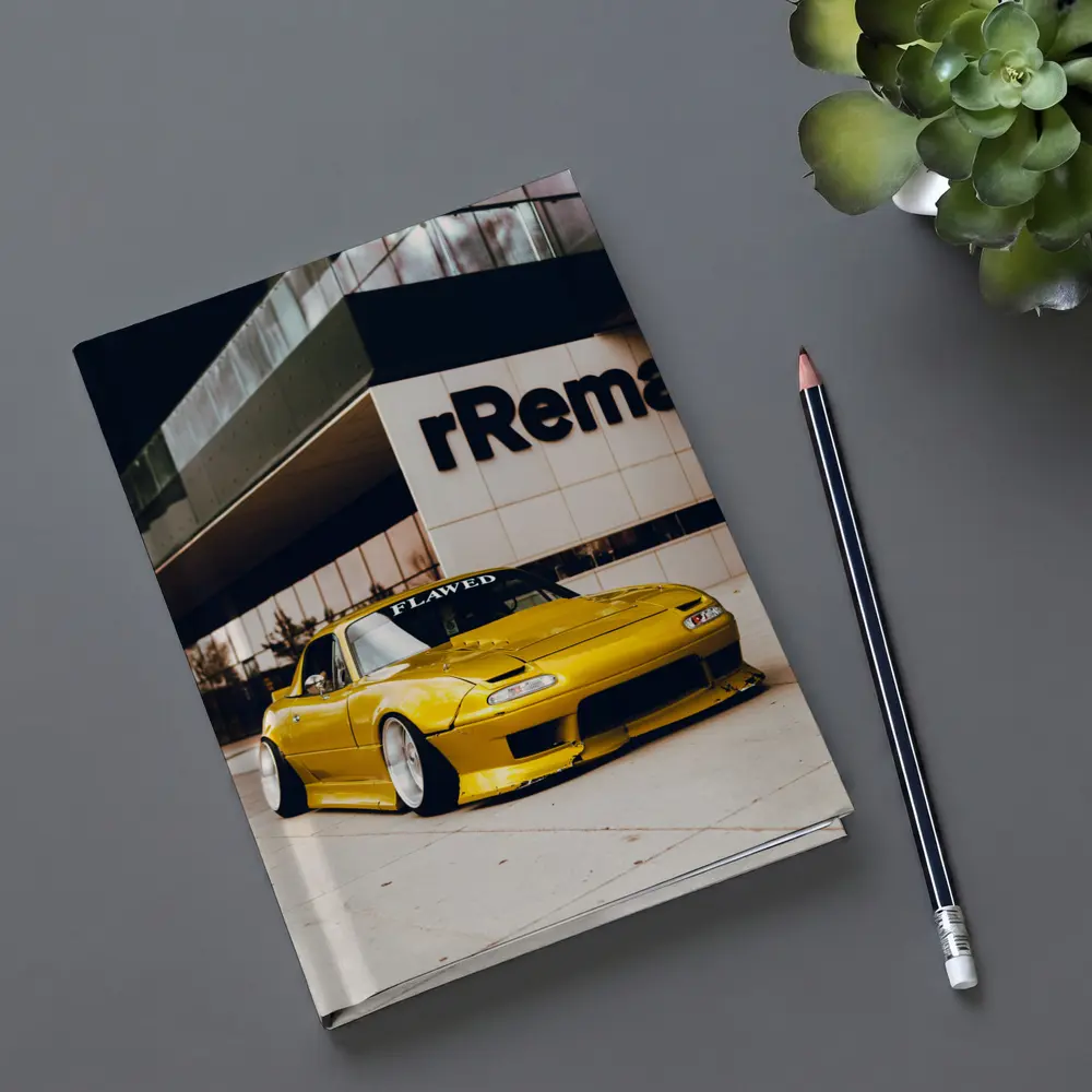 Yellow Mazda MX5 Slammed Street Night – Notebooks