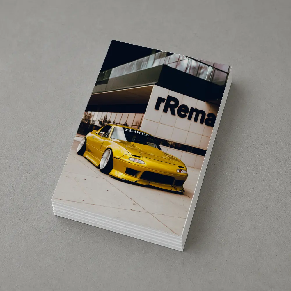 Yellow Mazda MX5 Slammed Street Night – Postcards