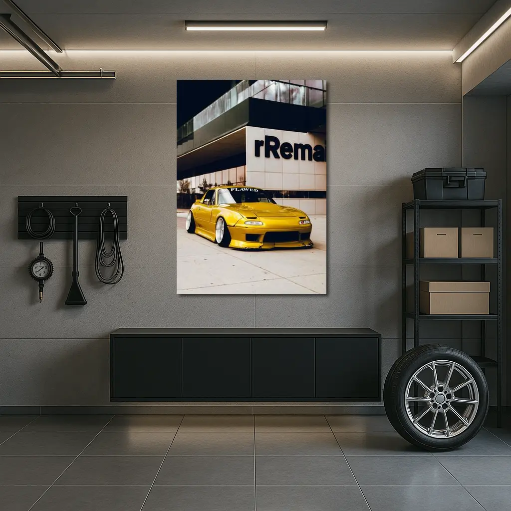 Yellow Mazda MX-5 Slammed Street Night – Wall Art