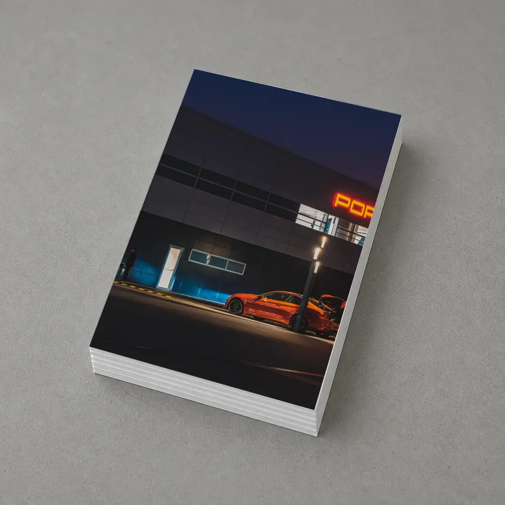 Porsche Dealership Glowing Sign Night Scene – Postcards