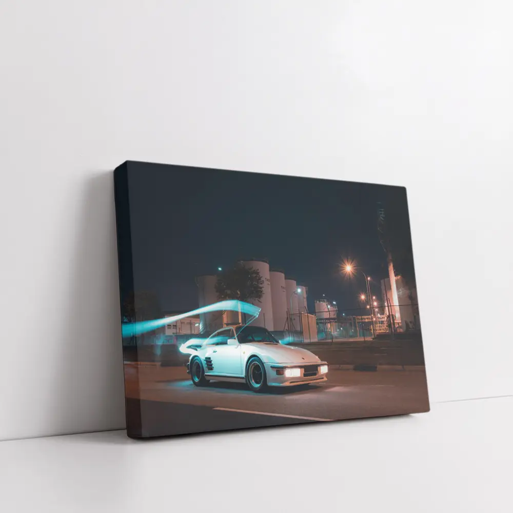 Porsche 911 Turbo White Night Street – Wall Art