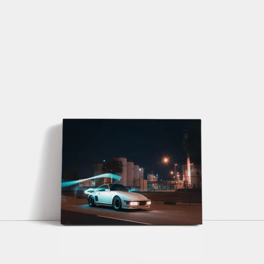 Porsche 911 Turbo White Night Street – Wall Art