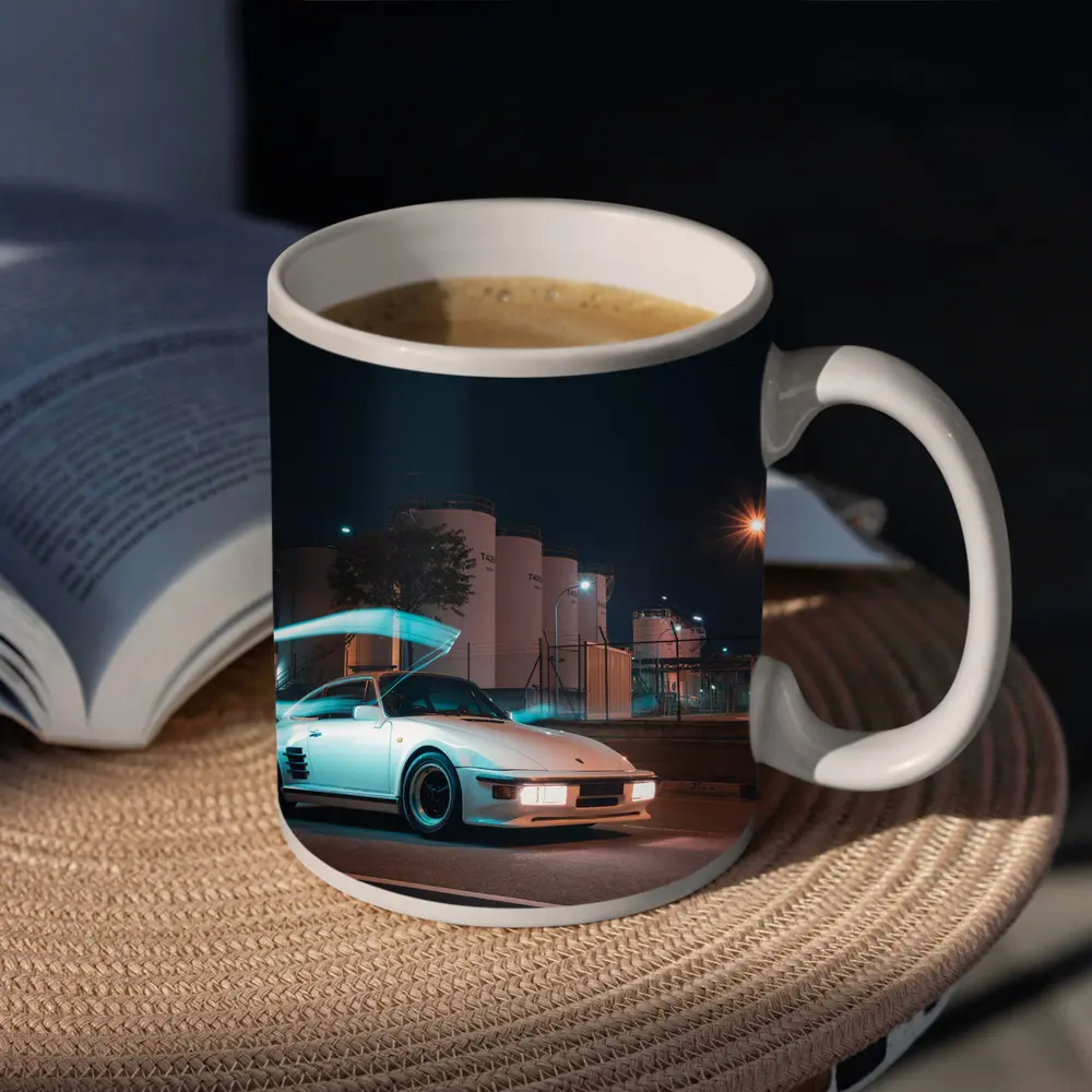 Porsche 911 Turbo White Night Street – Mugs