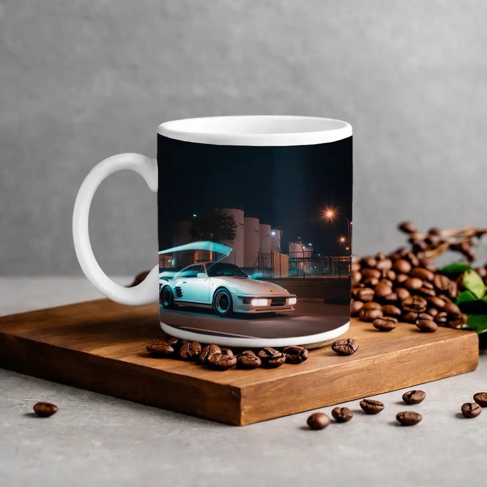Porsche 911 Turbo White Night Street – Mugs