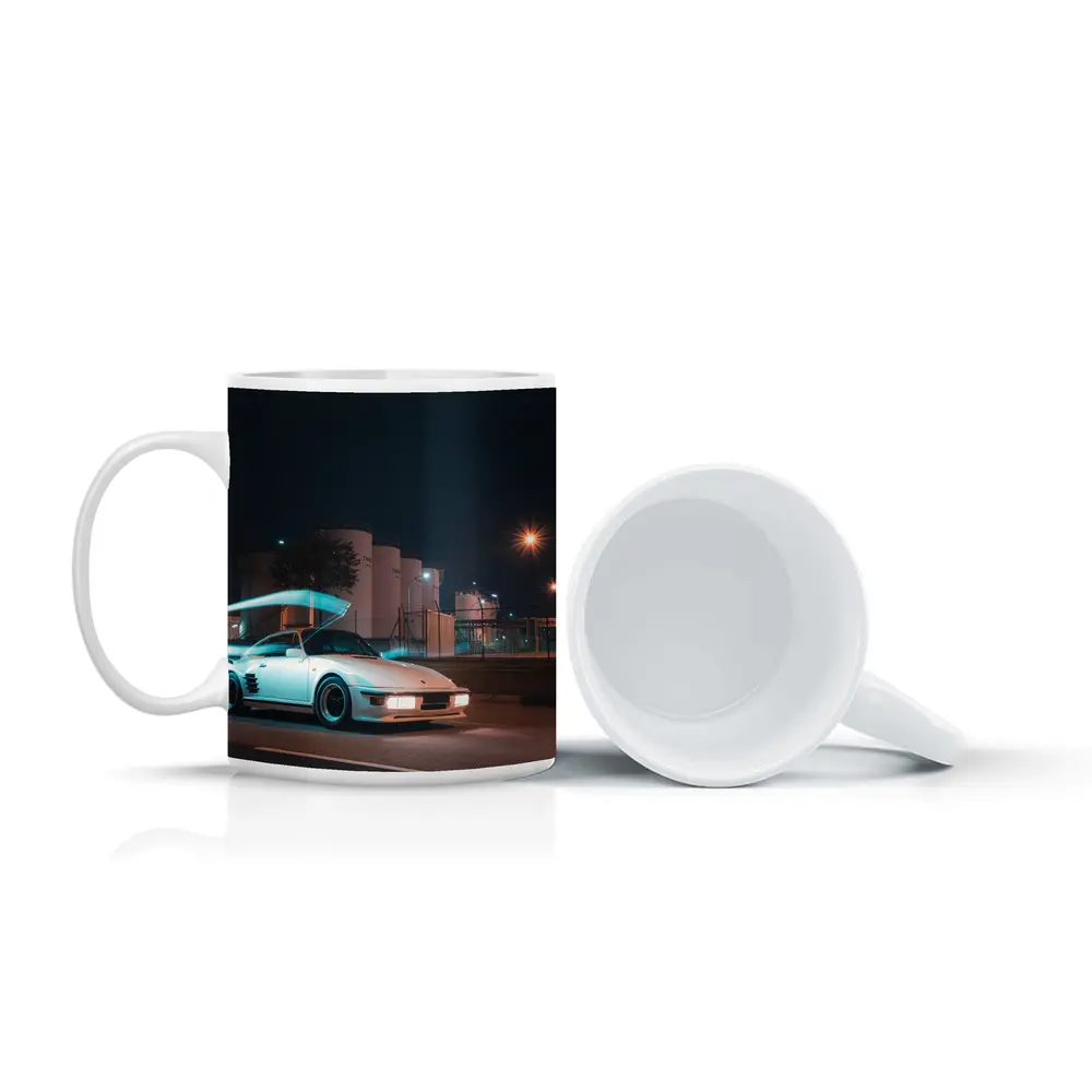 Porsche 911 Turbo White Night Street – Mugs
