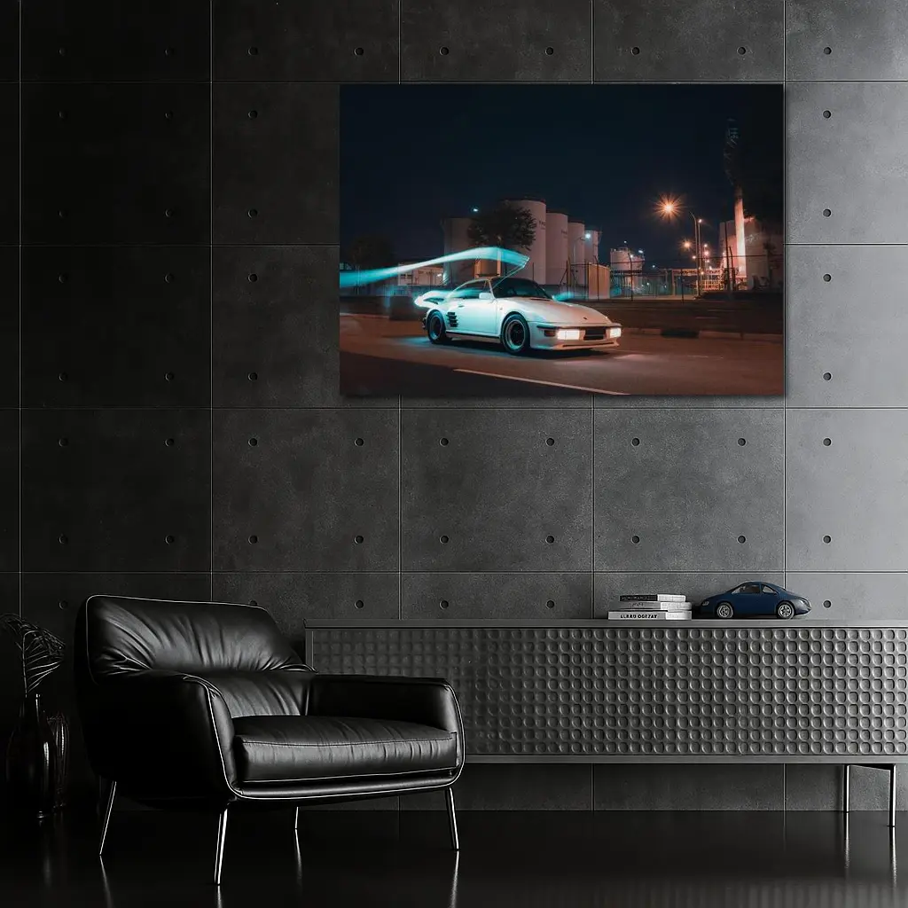 Porsche 911 Turbo White Night Street – Wall Art